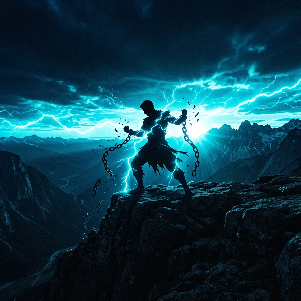 Cyan lightning horizon silhouette — 6 C's Mentality hero banner