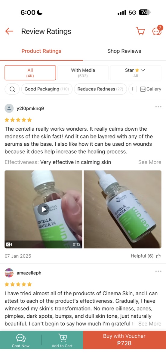 Five-star Shopee review: Cinema Skin FX Centella Asiatica serum calms skin redness fast and helps wounds heal