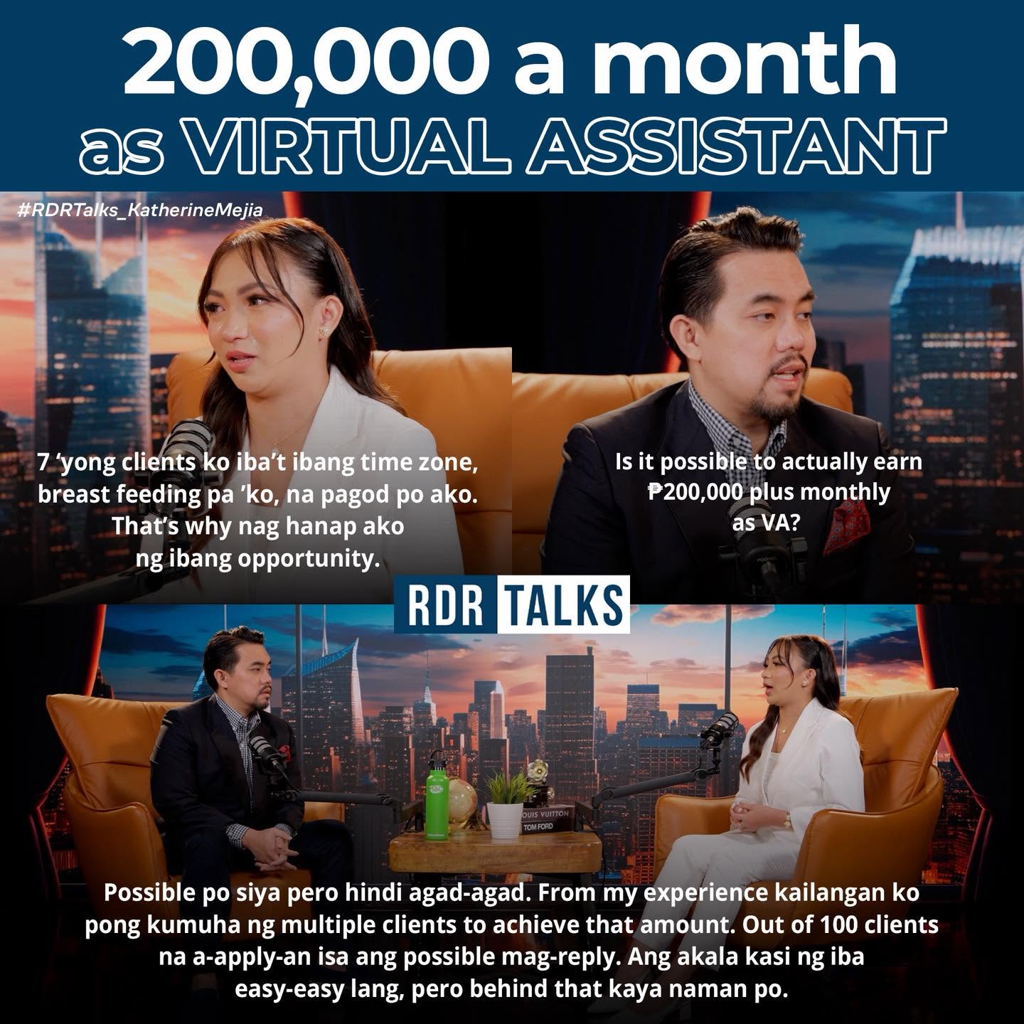 RDR Talks segment: Is it possible to earn 200,000 a month as a virtual assistant? Katherine Mejia explains the reality behind it