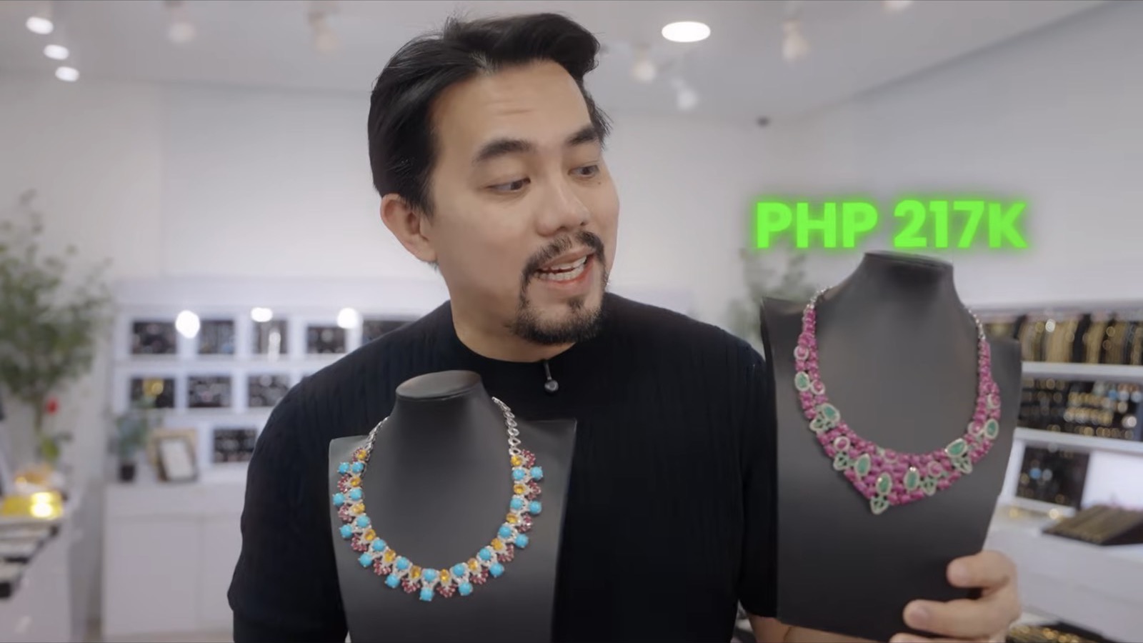 Gemstone statement necklaces at the source — mall value around ₱217,000