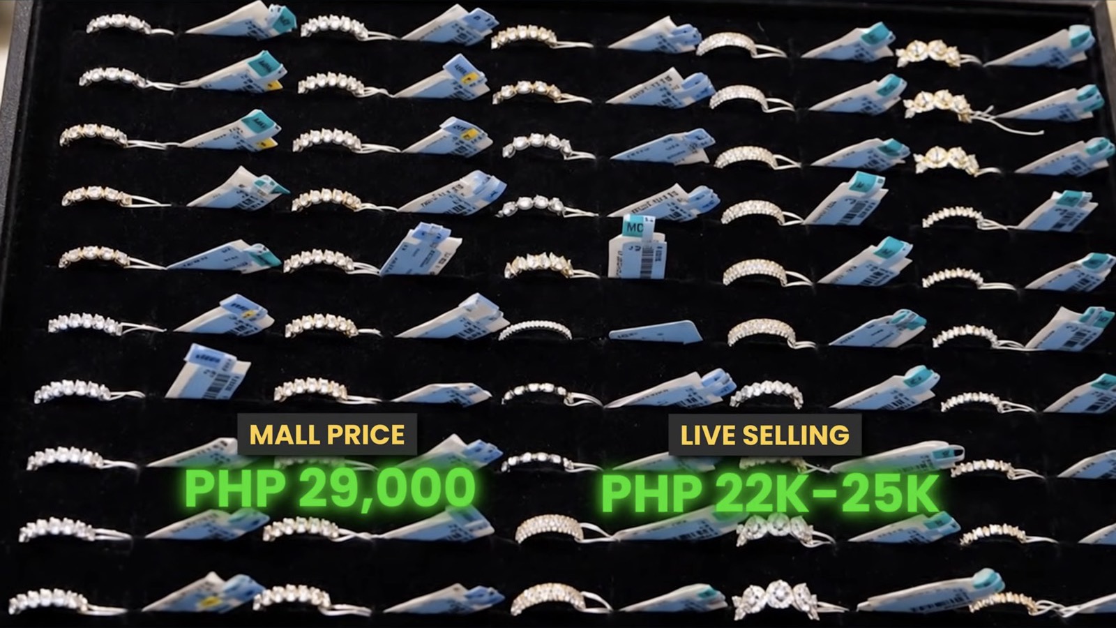 Diamond rings tray — mall price ₱29,000 vs live selling ₱22K–25K