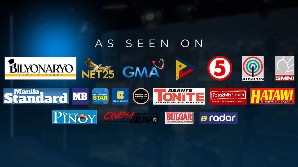 As Seen On — Bilyonaryo, GMA, NET25, PTV, TV5, ABS-CBN, SMNI, Manila Standard, Manila Bulletin, Philippine Star, and more